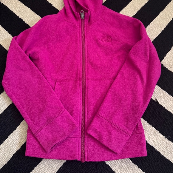 Girls North Face Hot Pink Fleece Zipper Hoodie Sz XS - Picture 3 of 5